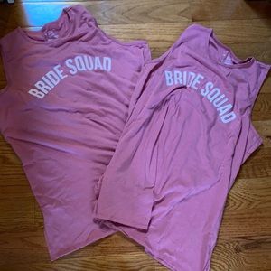 Set of 2 pink Bride Squad tank tops size Large
